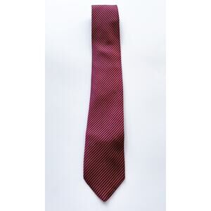 Brioni Red and Taupe Diagonal Stripe Silk Tie Made in Italy
